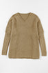 Camel Checkered Textured Batwing Sleeve Sweater